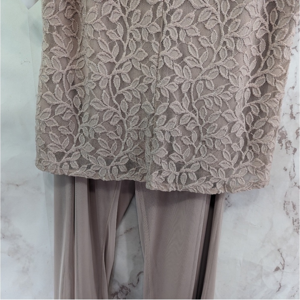 NWT R&M Richard’s Pant Set Women’s 16W Pink Lace Pearl Wide Leg Tank Formal Suit - Picture 7 of 14